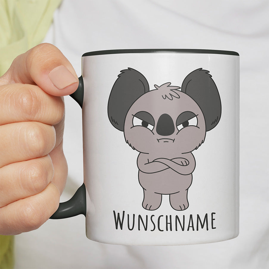 Genervter Koala Personalisierbar Name Witzige schwarze Tasse kaufen Geschenk
