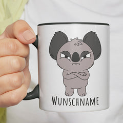 Genervter Koala Personalisierbar Name Witzige schwarze Tasse kaufen Geschenk