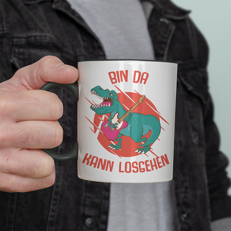 Bin da kann losgehen T Rex 1 Witzige schwarze Tasse kaufen Geschenk
