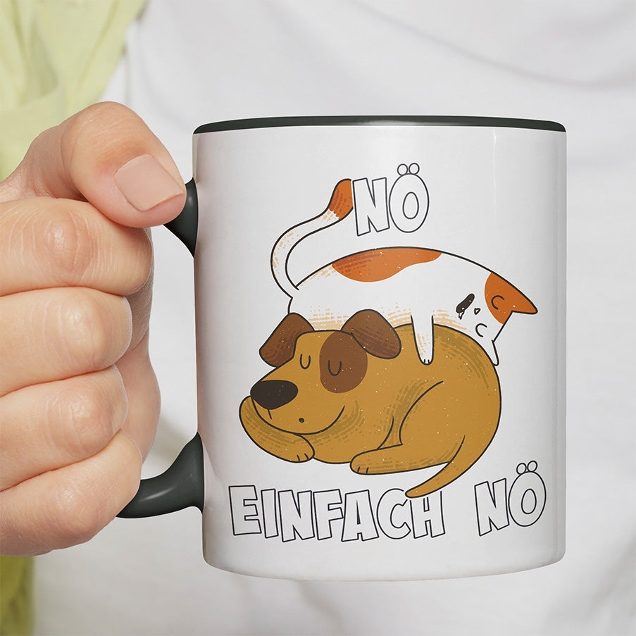 Nö Einfach Nö Hund Katze schlafen Witzige schwarze Tasse kaufen Geschenk
