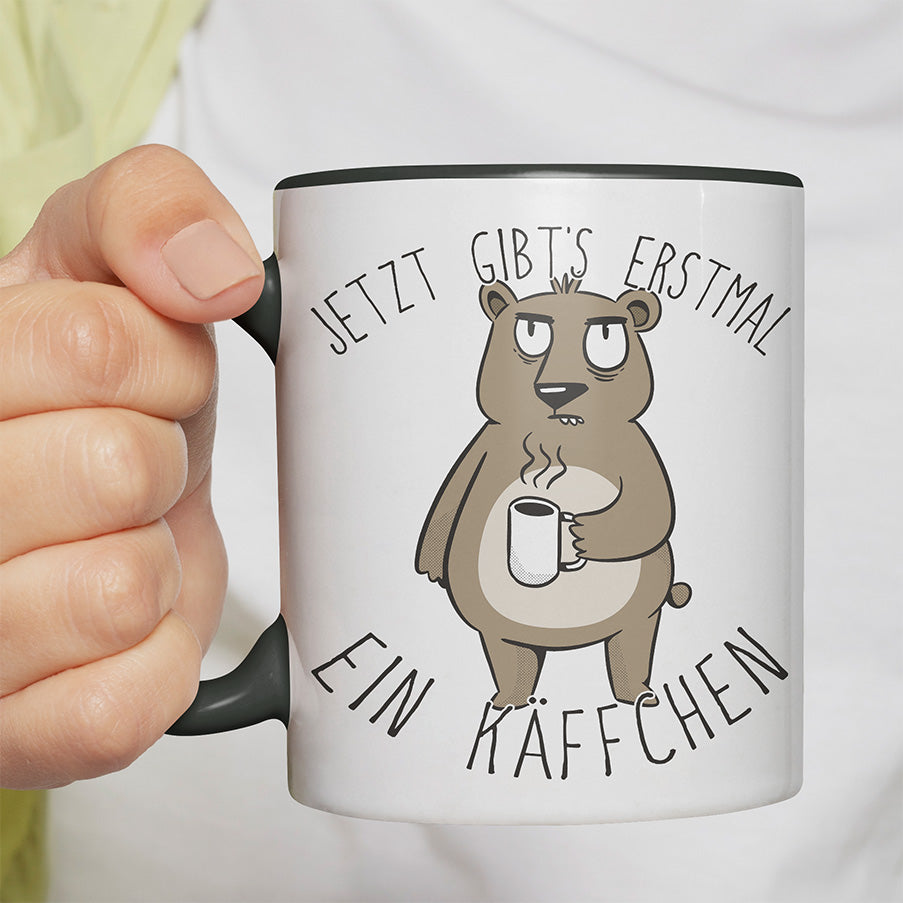 Jetzt gibts erstmal ein Käffchen Bär 2 Witzige schwarze Tasse kaufen Geschenk