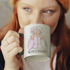 Alte Dame Kaffee Personalisierbar Name Witzige schwarze Tasse kaufen Geschenk
