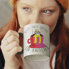 Jetzt gibts erstmal ein Käffchen Faultier 2 Witzige schwarze Tasse kaufen Geschenk
