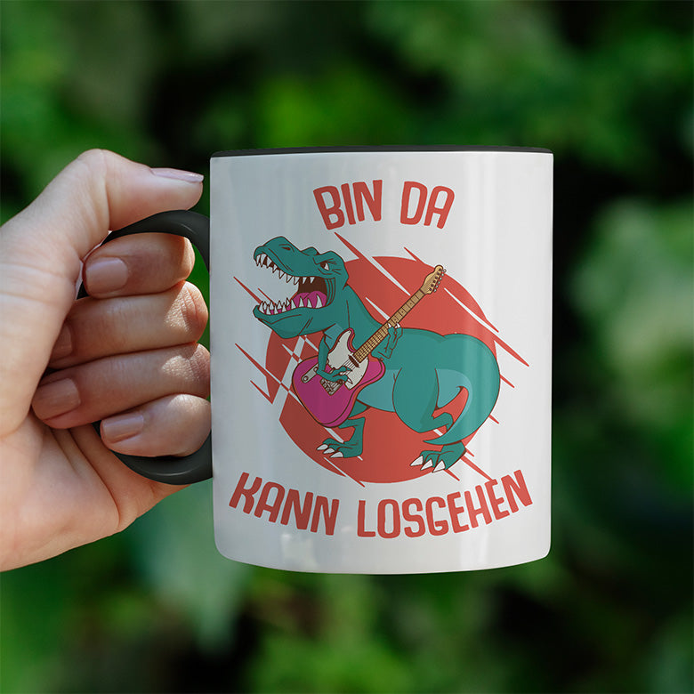 Bin da kann losgehen T Rex 1 Witzige schwarze Tasse kaufen Geschenk