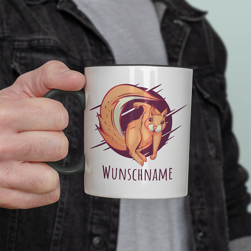 Eichhörnchen Personalisierbar Name 2 Witzige schwarze Tasse kaufen Geschenk