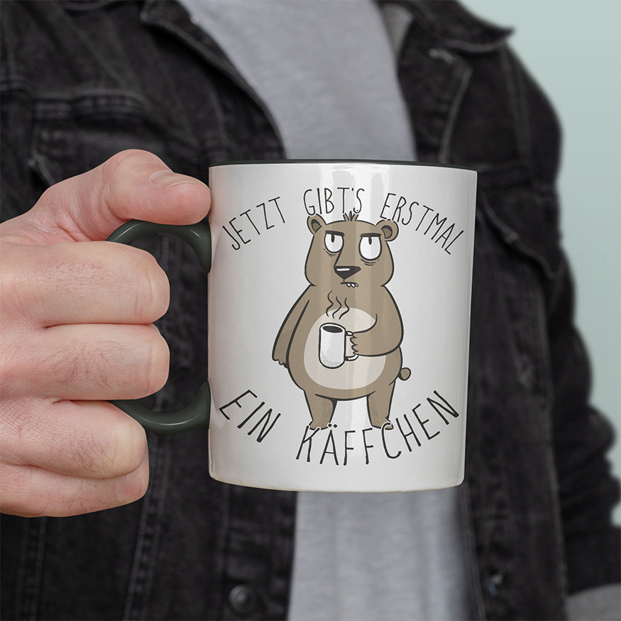 Jetzt gibts erstmal ein Käffchen Bär 2 Witzige schwarze Tasse kaufen Geschenk