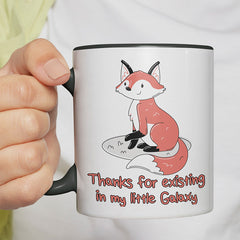 Thanks for existing in my little Galaxy Fuchs 2 Witzige schwarze Tasse kaufen Geschenk