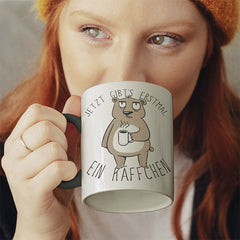 Jetzt gibts erstmal ein Käffchen Bär 2 Witzige schwarze Tasse kaufen Geschenk