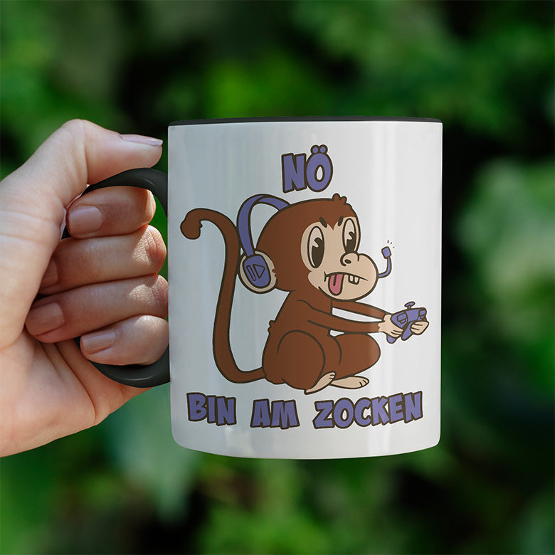 Affe Nö bin am zocken Witzige schwarze Tasse kaufen Geschenk