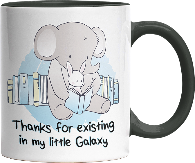 Thanks for existing in my little Galaxy Elefant Hase Witzige Black Tasse kaufen Geschenk