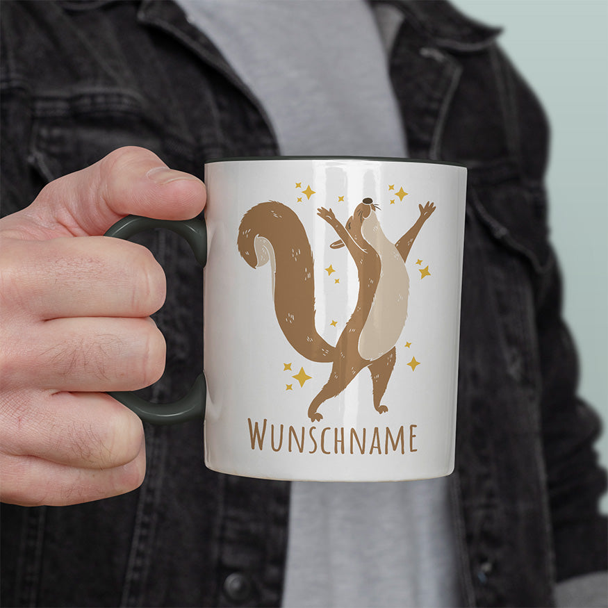 Eichhörnchen Personalisierbar Name 1 Witzige schwarze Tasse kaufen Geschenk