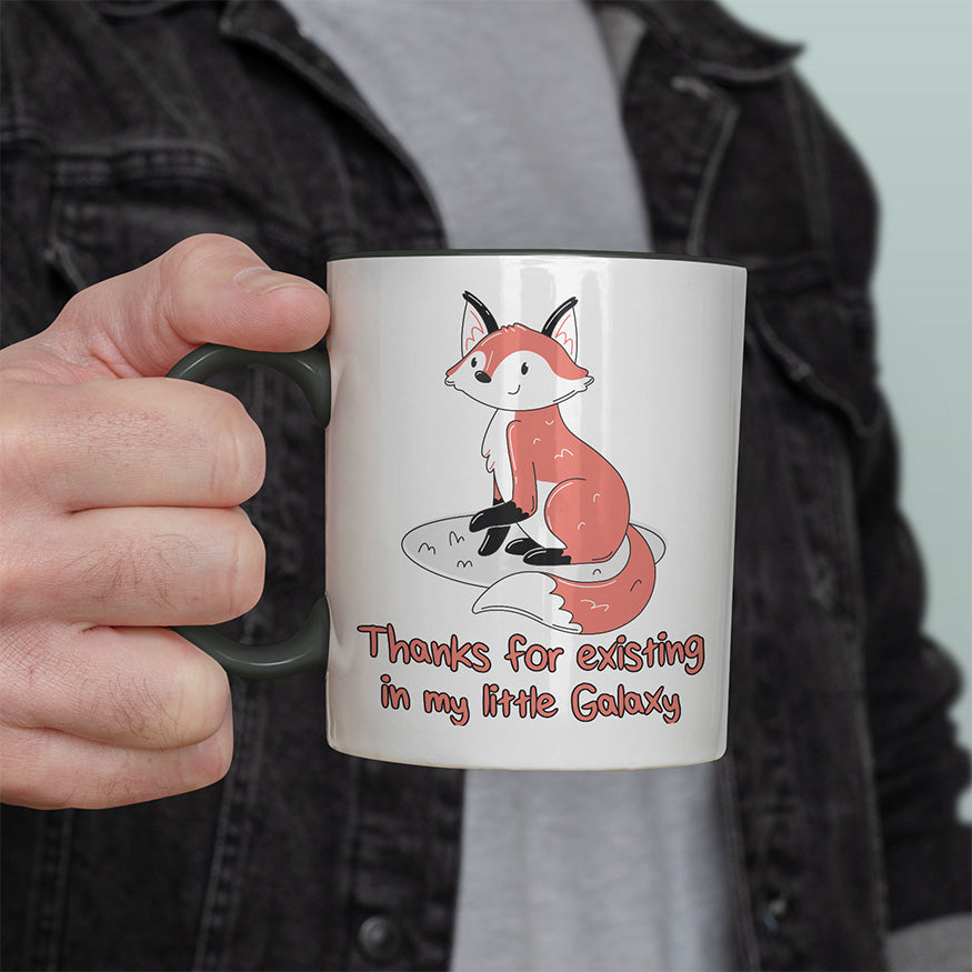 Thanks for existing in my little Galaxy Fuchs 2 Witzige schwarze Tasse kaufen Geschenk