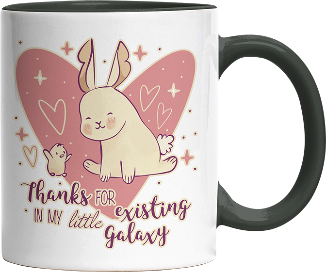 1WH Thanks for existing in my little Galaxy Hase Küken Witzige Black Tasse kaufen Geschenk