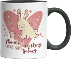 1WH Thanks for existing in my little Galaxy Hase Küken Witzige Black Tasse kaufen Geschenk