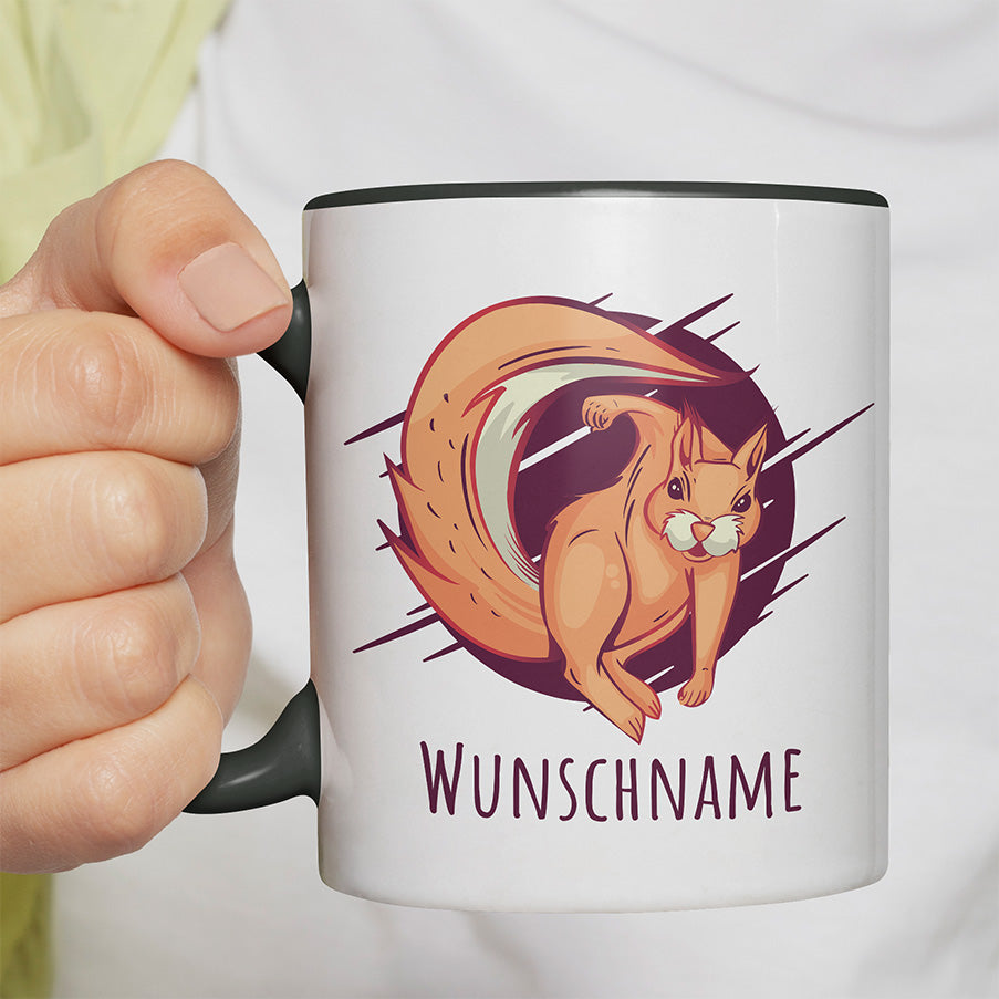 Eichhörnchen Personalisierbar Name 2 Witzige schwarze Tasse kaufen Geschenk