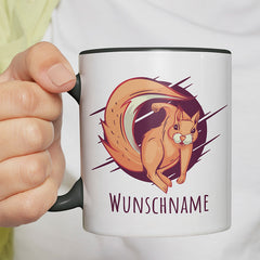 Eichhörnchen Personalisierbar Name 2 Witzige schwarze Tasse kaufen Geschenk