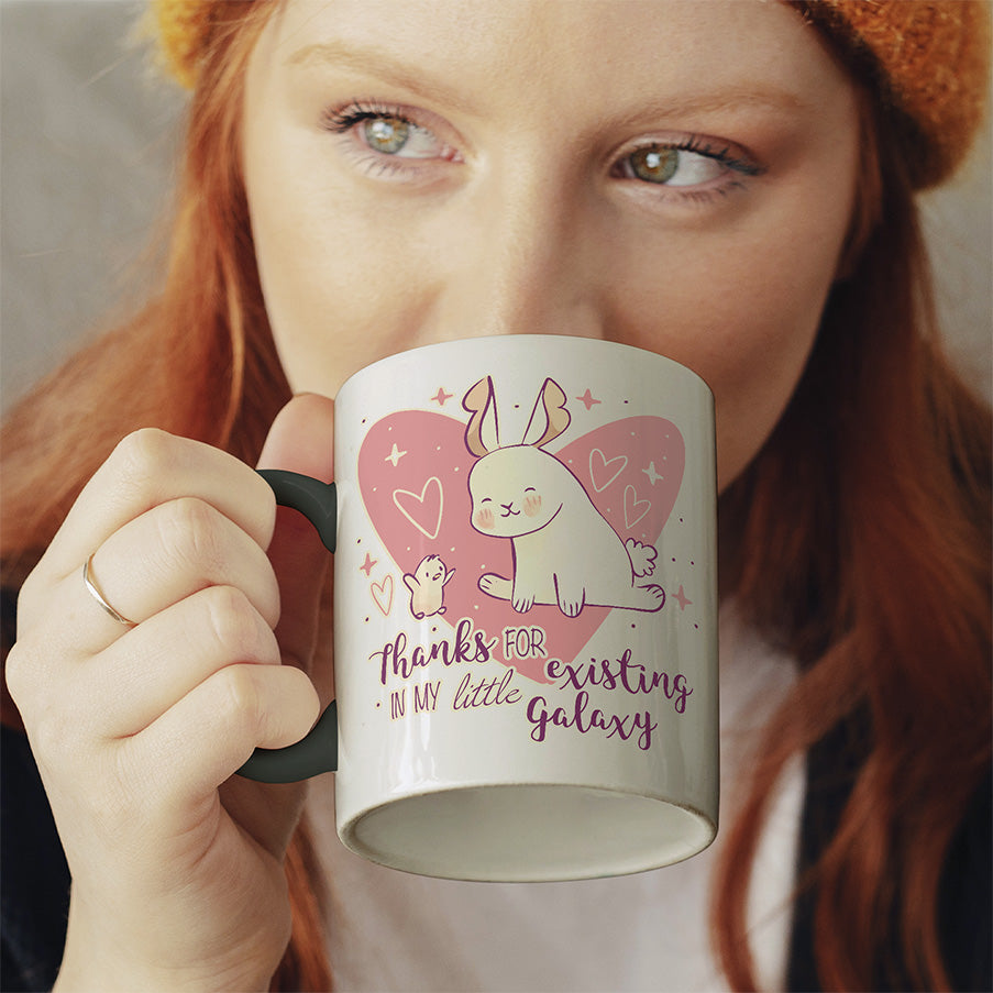 1WH Thanks for existing in my little Galaxy Hase Küken Witzige schwarze Tasse kaufen Geschenk