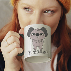 Genervter Koala Personalisierbar Name Witzige schwarze Tasse kaufen Geschenk