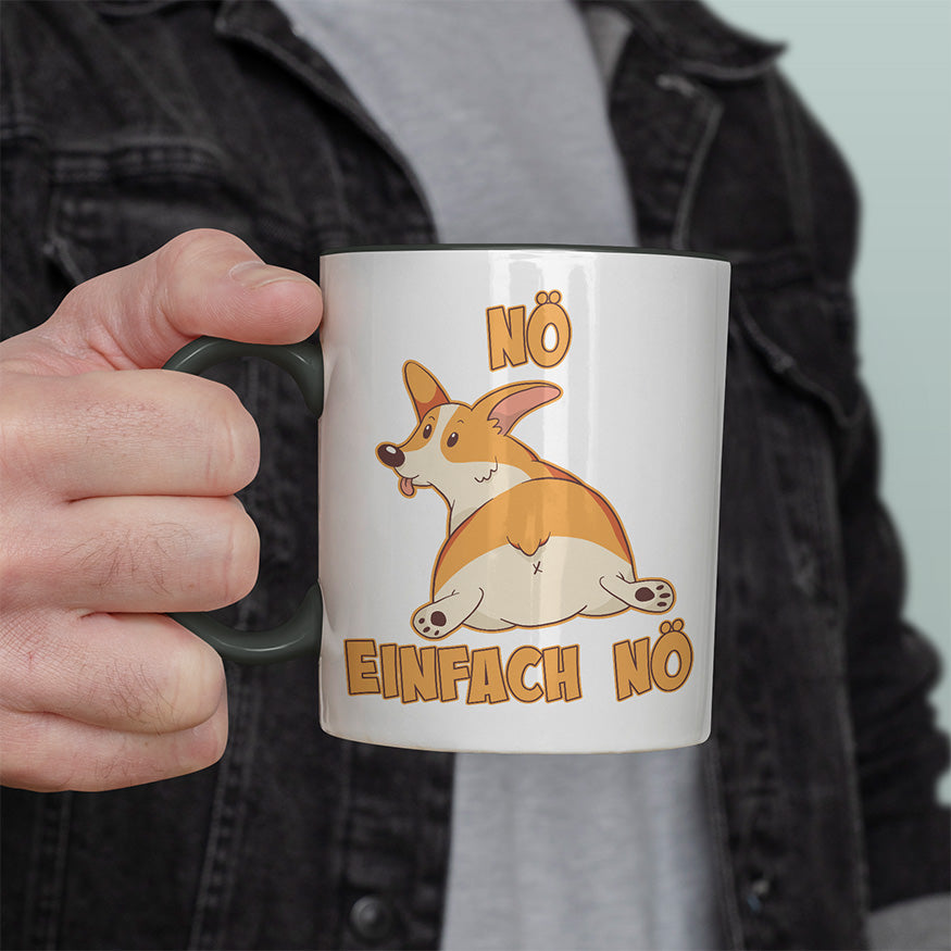 Nö Einfach Nö Corgi zeigt Hintern Witzige schwarze Tasse kaufen Geschenk