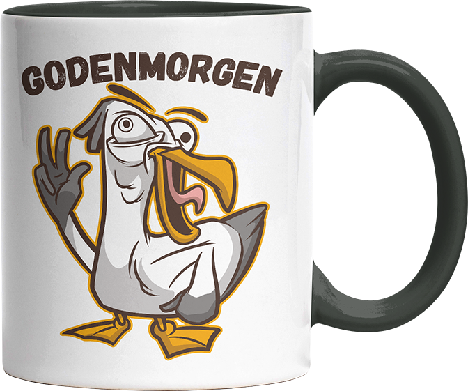 Godenmorgen Plattdeutsch Möwe Witzige Black Tasse kaufen Geschenk