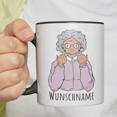 Alte Dame Kaffee Personalisierbar Name Witzige schwarze Tasse kaufen Geschenk