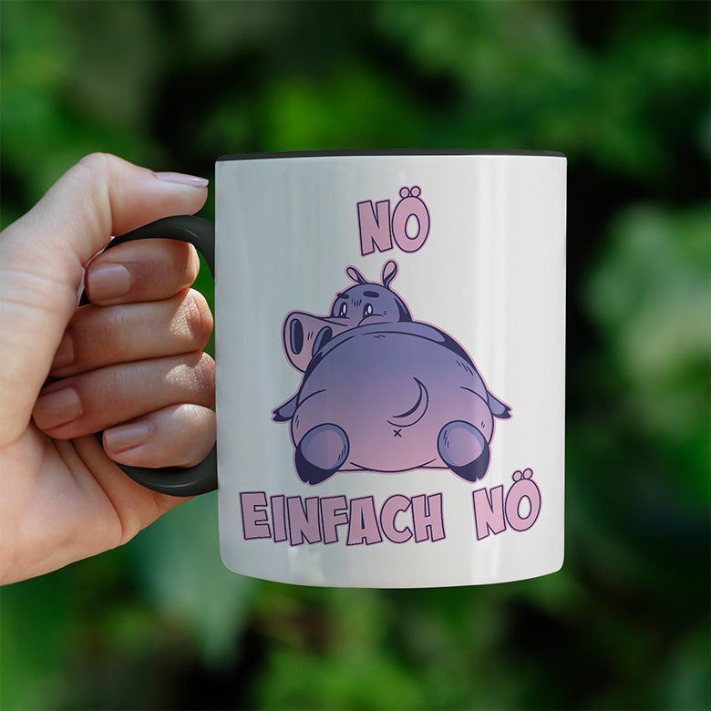 Nö Einfach Nö Flusspferd Witzige schwarze Tasse kaufen Geschenk