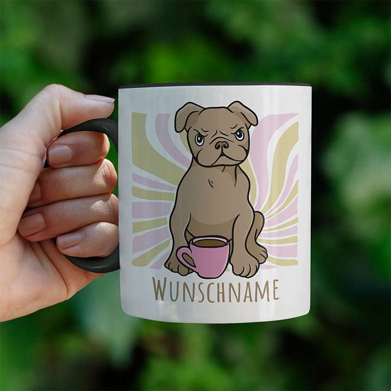 Bulldogge Personalisierbar Name Witzige schwarze Tasse kaufen Geschenk