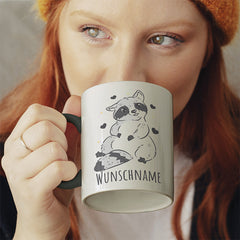 Waschbär Personalisierbar Name Witzige schwarze Tasse kaufen Geschenk