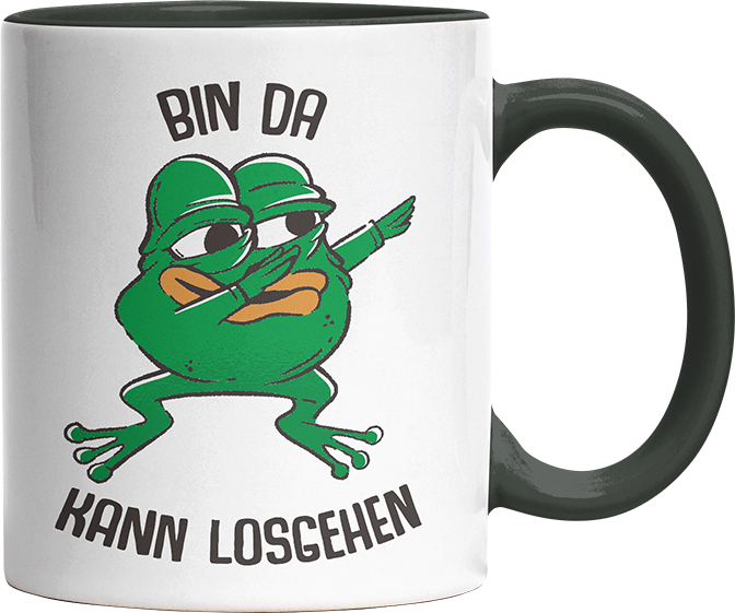 Bin da kann losgehen Frosch Witzige Black Tasse kaufen Geschenk