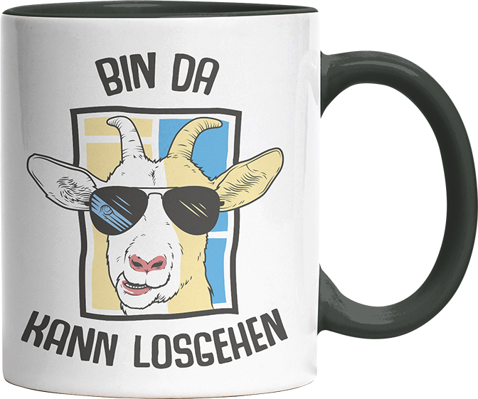 Bin da kann losgehen Ziege Witzige Black Tasse kaufen Geschenk