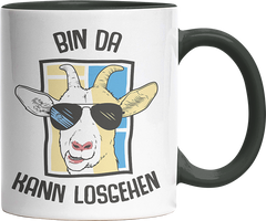 Bin da kann losgehen Ziege Witzige Black Tasse kaufen Geschenk