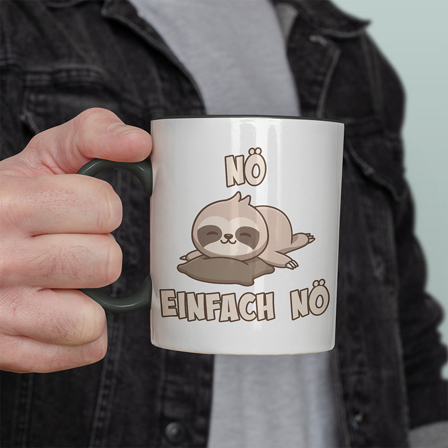 Nö Einfach Nö Faultier 2 Witzige schwarze Tasse kaufen Geschenk