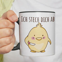 Ich stech dich ab Hühnchen Witzige schwarze Tasse kaufen Geschenk