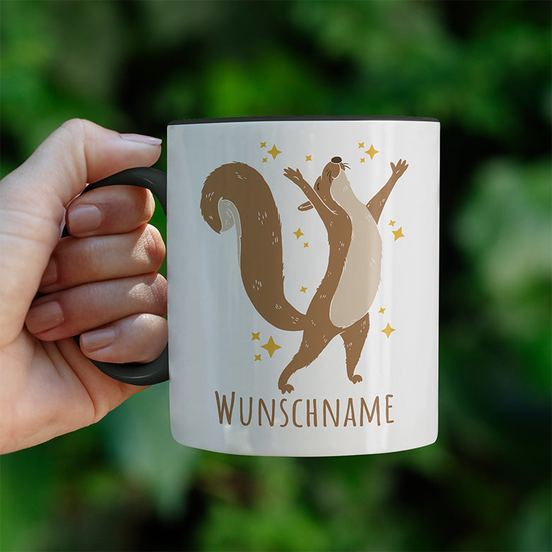 Eichhörnchen Personalisierbar Name 1 Witzige schwarze Tasse kaufen Geschenk