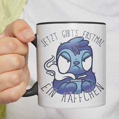 Jetzt gibts erstmal ein Käffchen Faultier 3 Witzige schwarze Tasse kaufen Geschenk