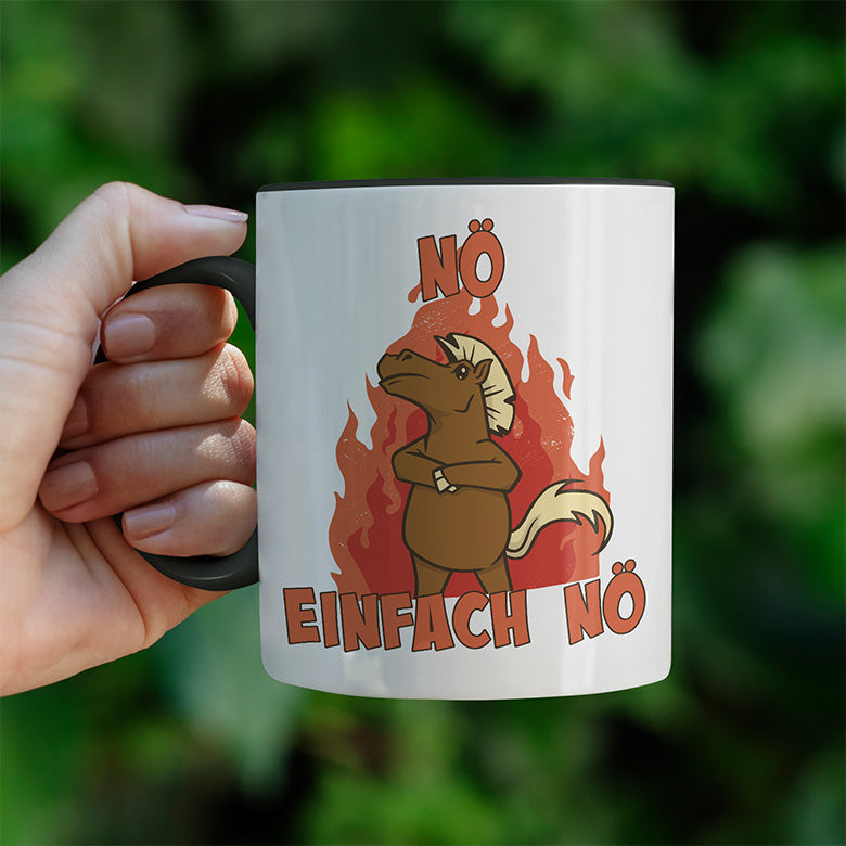 Nö Einfach Nö Pferd Witzige schwarze Tasse kaufen Geschenk