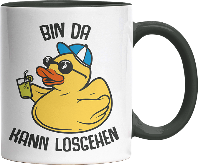 Bin da kann losgehen Badeentchen Witzige Black Tasse kaufen Geschenk
