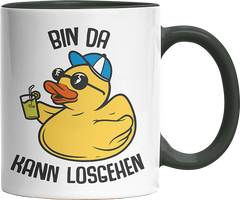 Bin da kann losgehen Badeentchen Witzige Black Tasse kaufen Geschenk