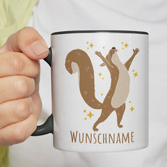 Eichhörnchen Personalisierbar Name 1 Witzige schwarze Tasse kaufen Geschenk