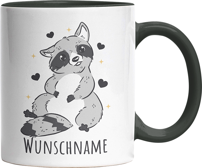 Waschbär Personalisierbar Name Witzige Black Tasse kaufen Geschenk