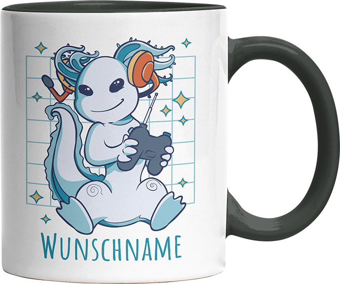 Axolotl Gamer Personalisierbar Name Witzige Black Tasse kaufen Geschenk