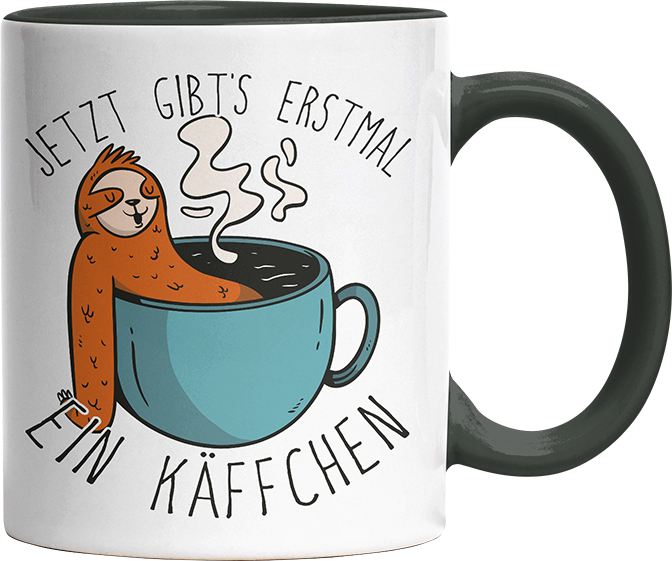 Jetzt gibts erstmal ein Käffchen Faultier 1 Witzige Black Tasse kaufen Geschenk