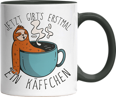 Jetzt gibts erstmal ein Käffchen Faultier 1 Witzige Black Tasse kaufen Geschenk