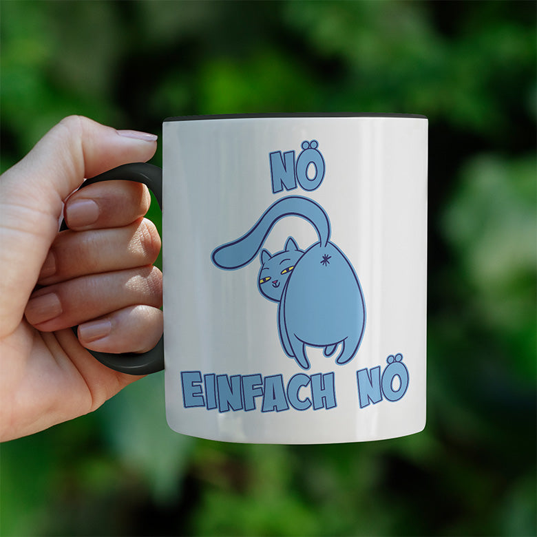 Nö Einfach Nö Katze zeigt Hintern 2 Witzige schwarze Tasse kaufen Geschenk