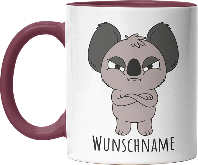 Genervter Koala Personalisierbar Name Witzige Bordeaux Tasse kaufen Geschenk