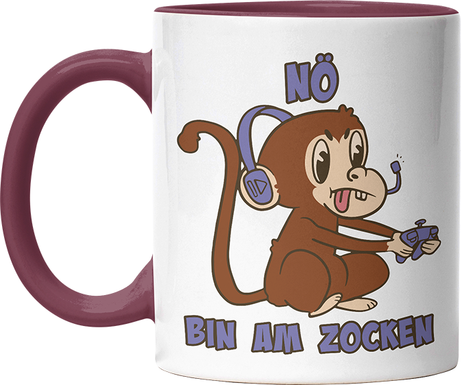 Affe Nö bin am zocken Witzige Bordeaux Tasse kaufen Geschenk