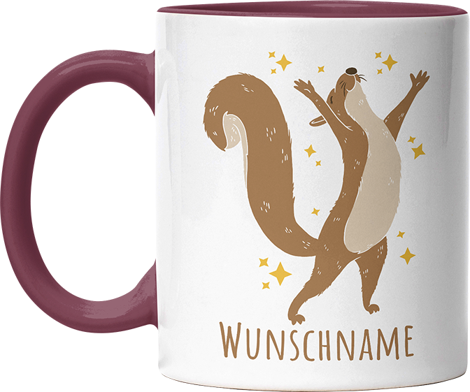 Eichhörnchen Personalisierbar Name 1 Witzige Bordeaux Tasse kaufen Geschenk