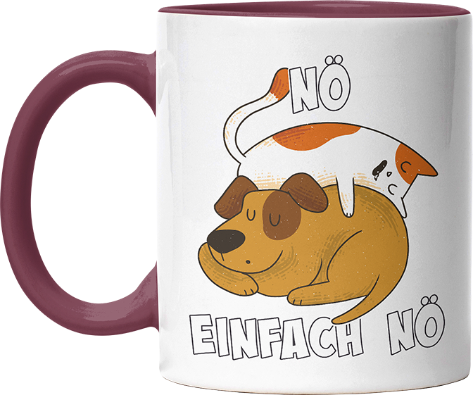 Nö Einfach Nö Hund Katze schlafen Witzige Bordeaux Tasse kaufen Geschenk