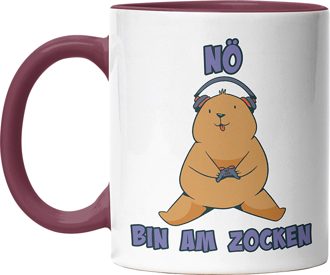 Bär Nö bin am zocken Witzige Bordeaux Tasse kaufen Geschenk