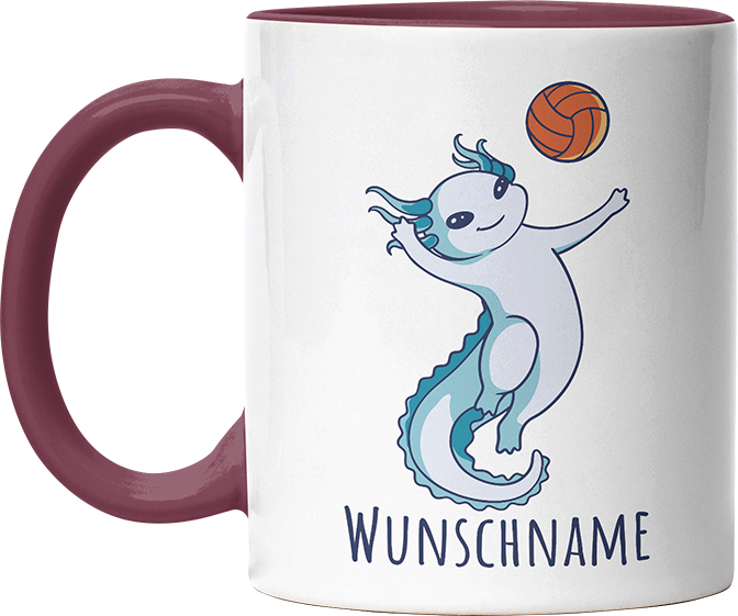Axolotl Volleyball Kaffee Personalisierbar Name Witzige Bordeaux Tasse kaufen Geschenk